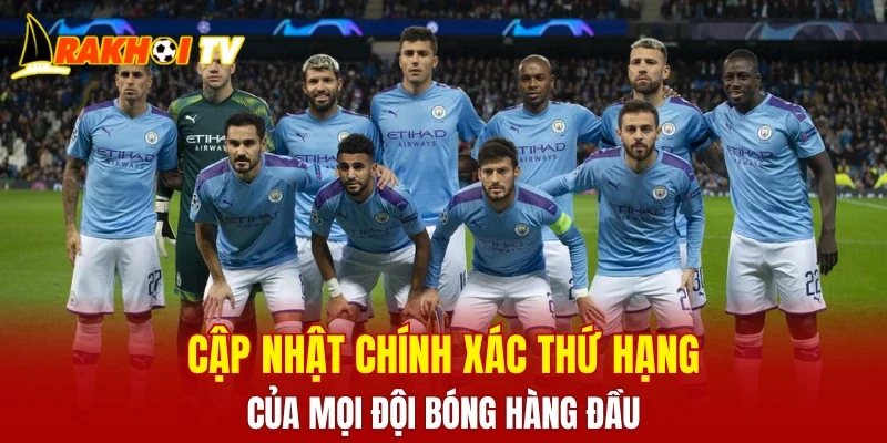 Cập nhật chính xác thứ hạng của mọi đội bóng hàng đầu